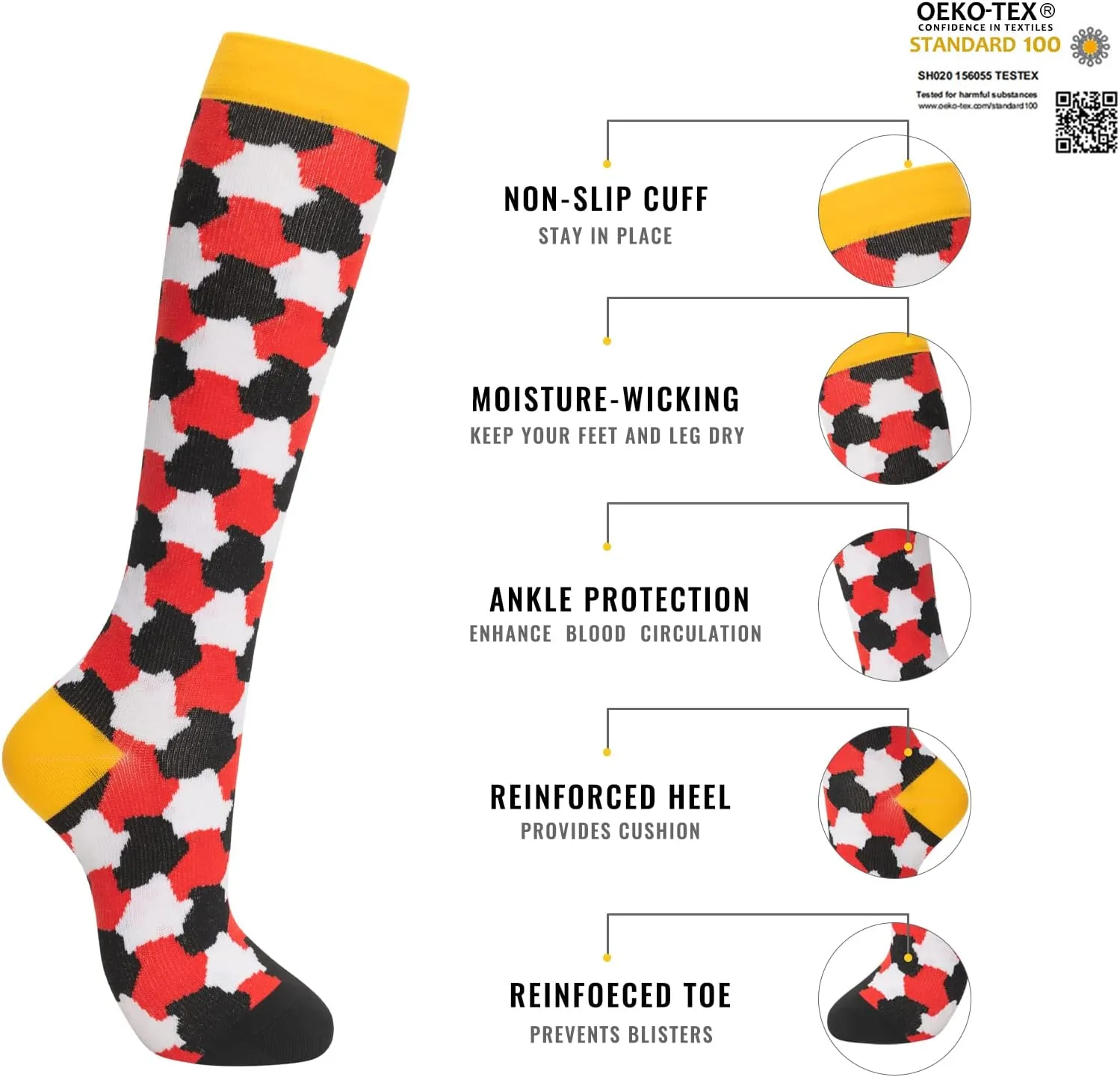 Compression Socks for Women Men Circulation Knee High 8 Pairs for Nurses, Running, Travel, Athletic