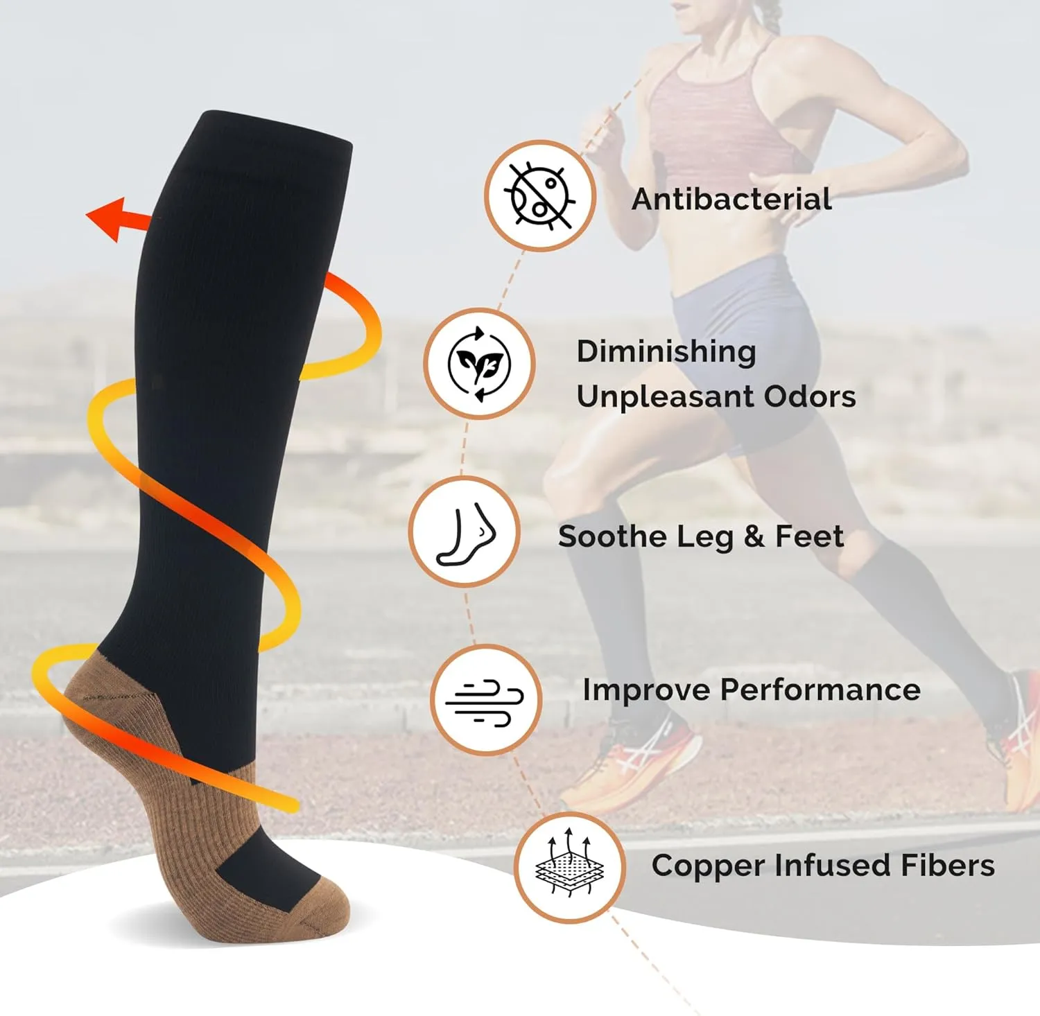 Compression Socks for Women Men Circulation Knee High 8 Pairs for Nurses, Running, Travel, Athletic