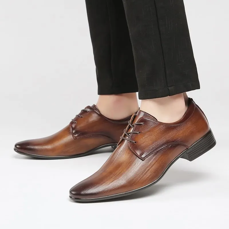 CSCDD Men's British-Style Pointed Toe Wing-Shaped Oxford Shoes Leather Lining Formal Business Shoes Suitable for Wedding Banquet Non-Slip Waterproof