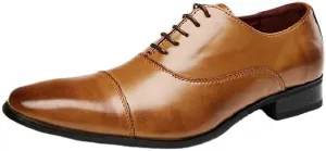 CSCDD Men's Stitching Brushed Color Design Leather Inner Comfortable Breathable Pointed Toe Pedal Wear-Resistant Rubber Sole Suitable for Wedding Partie