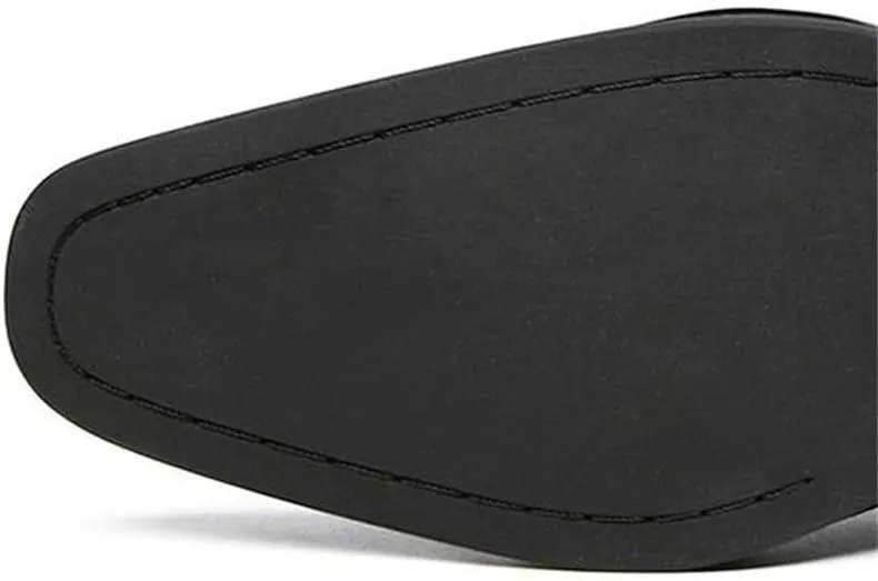 CSCDD Men's Stitching Brushed Color Design Leather Inner Comfortable Breathable Pointed Toe Pedal Wear-Resistant Rubber Sole Suitable for Wedding Partie