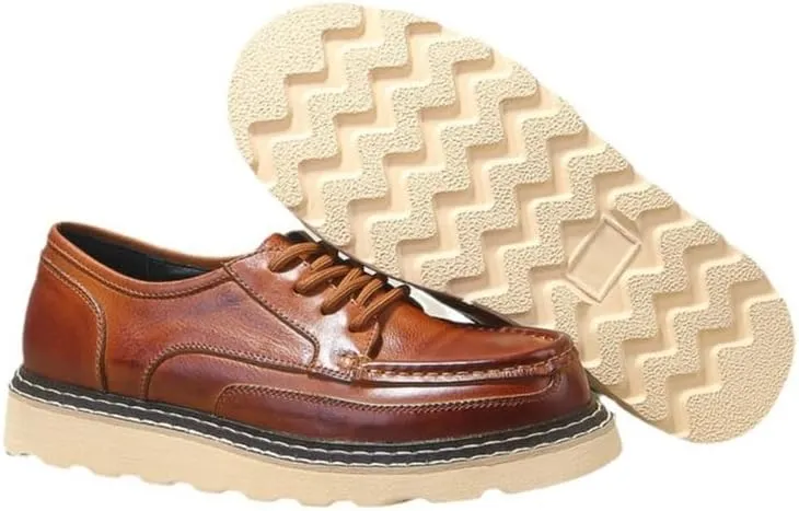 CSCDD Men's Thick-Soled Board Shoes Brushed Color Design British Retro-Style Waxed Lace-up Foot Pedal Suitable for Daily Travel Attendance to School Work