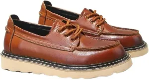 CSCDD Men's Waxed Lace-up Loafers Board Shoes Non-Slip Wear-Resistant Leather Inner Breathable Comfortable Suitable for Business Office Commuting