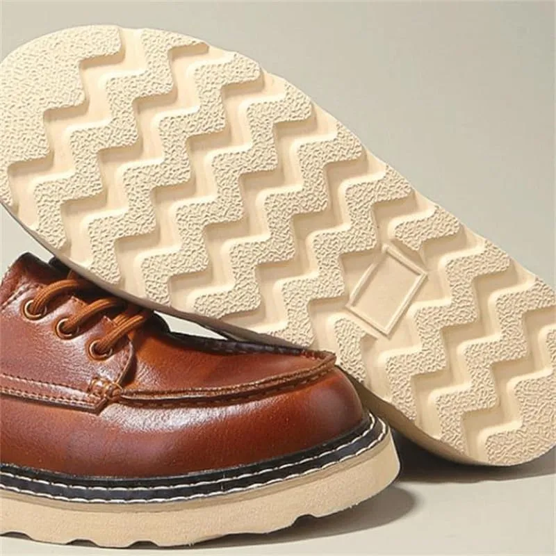 CSCDD Men's Waxed Lace-up Loafers Board Shoes Non-Slip Wear-Resistant Leather Inner Breathable Comfortable Suitable for Business Office Commuting