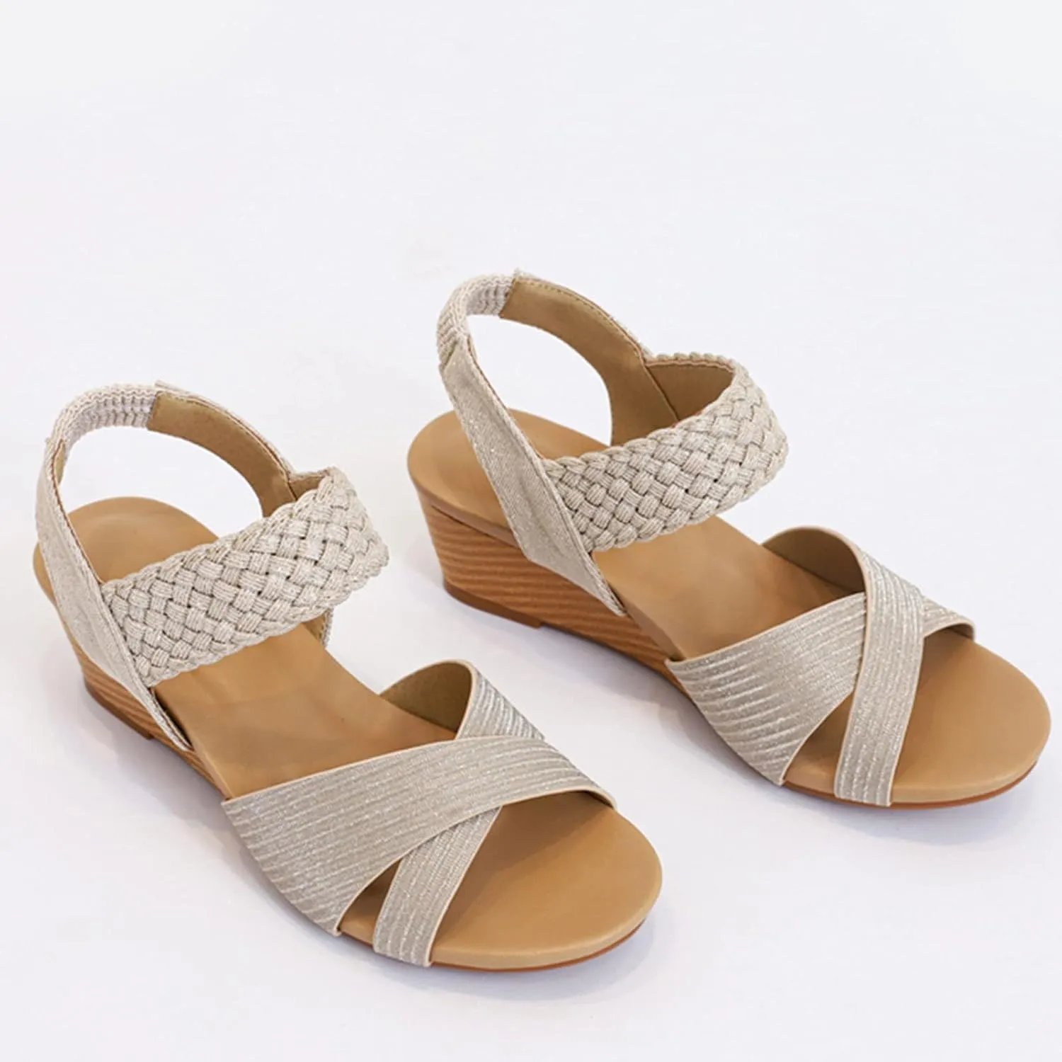 CYNLLIO Gladiator Sandals for Women Wedge Platform Roman Heel Sandals Open Toe Elastic Shoes