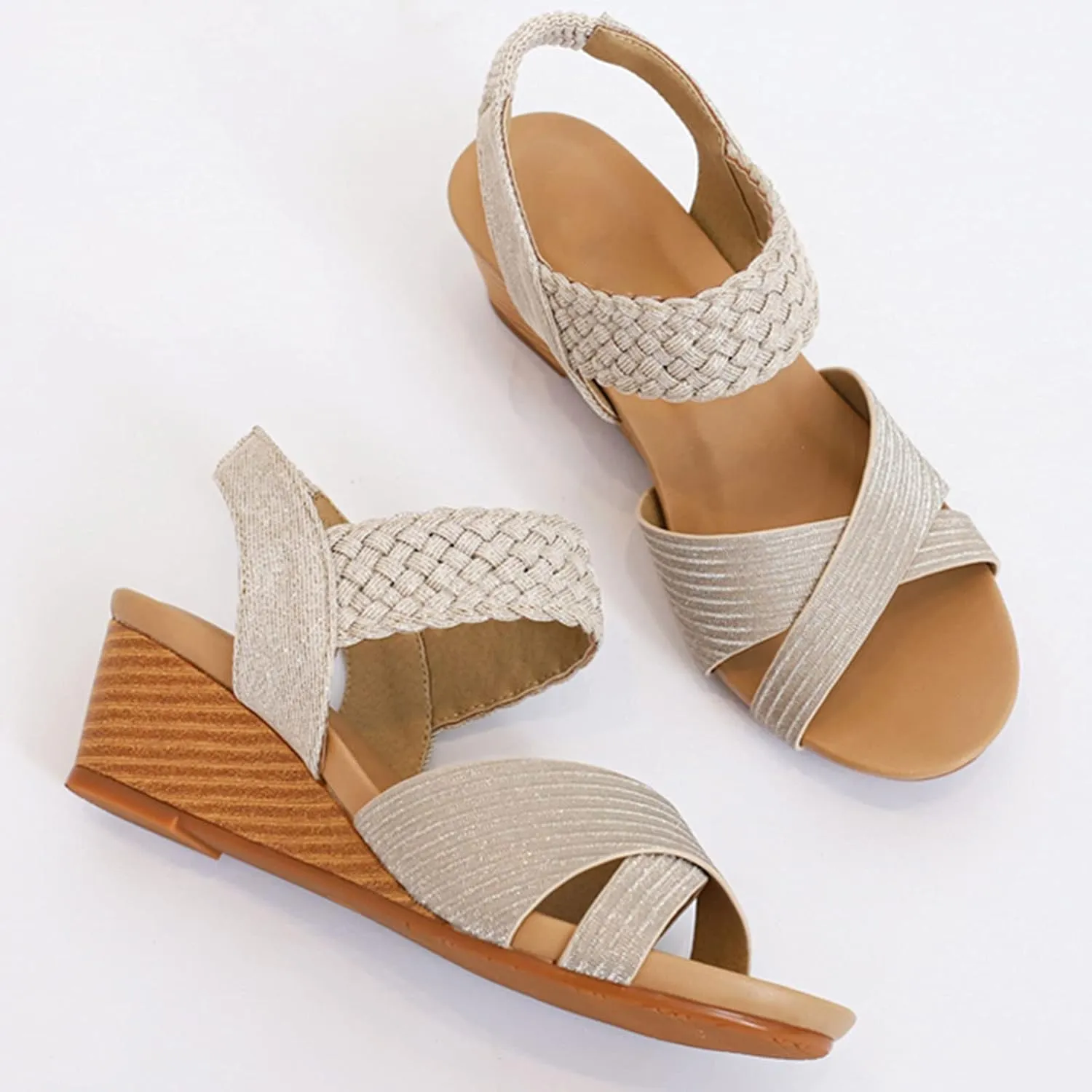 CYNLLIO Gladiator Sandals for Women Wedge Platform Roman Heel Sandals Open Toe Elastic Shoes