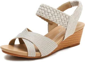 CYNLLIO Gladiator Sandals for Women Wedge Platform Roman Heel Sandals Open Toe Elastic Shoes