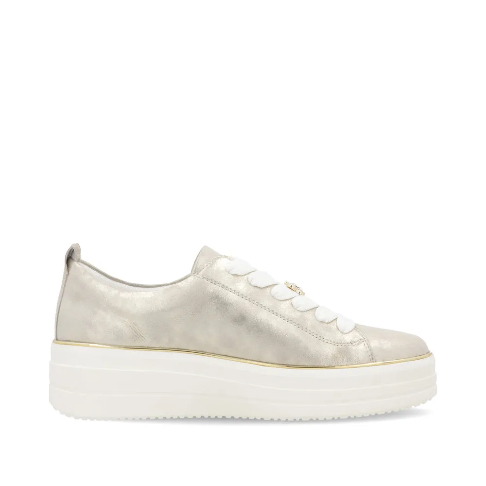 D1C03-60 - Light Gold Lace up Trainer - Remonte