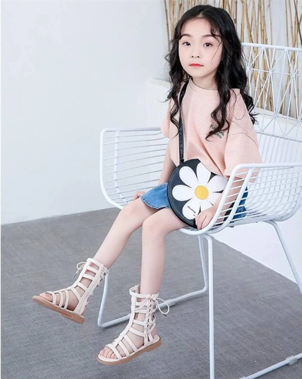DADAWEN Toddler Girls Sandals Summer Open Toe Strapped Gladiator Sandals With Side Zipper (Toddler/Little Kid)