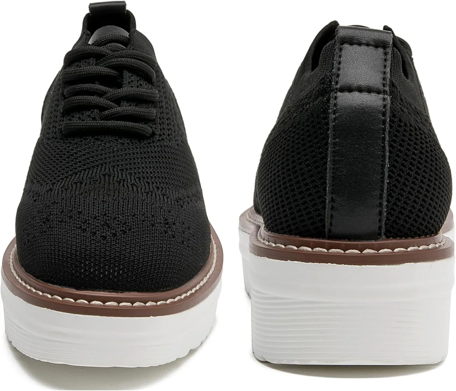 DADAWEN Women's Platform Lace-Up Wingtips Square Toe Oxford Shoes Mesh Breathable Knit Comfort Casual Dressy School Work Dress Shoes