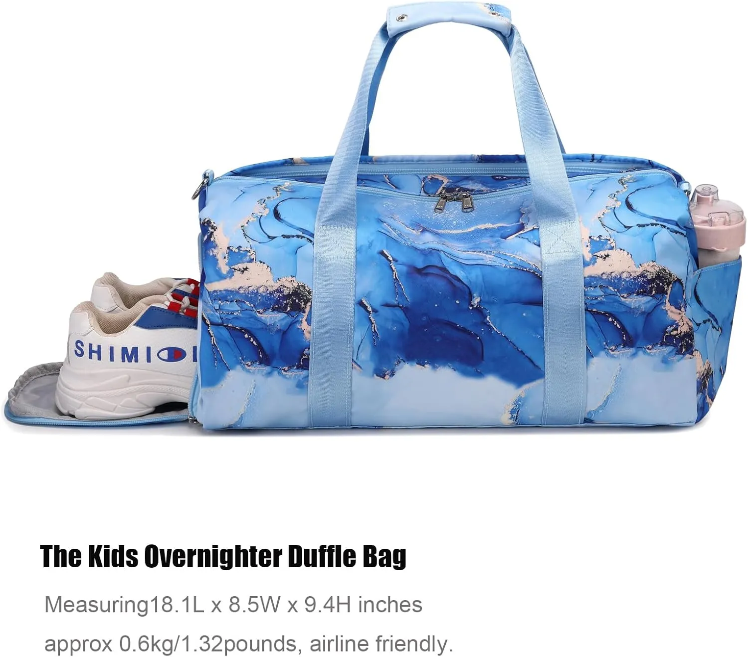 Dance Bag Gymnastics Bag Teens Overnight Duffle Bag with Shoe Compartment Travel Weekender Sleepover Carry On Bag (Gilded Blue)