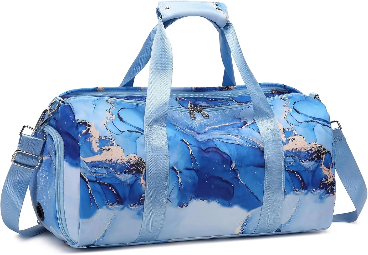Dance Bag Gymnastics Bag Teens Overnight Duffle Bag with Shoe Compartment Travel Weekender Sleepover Carry On Bag (Gilded Blue)