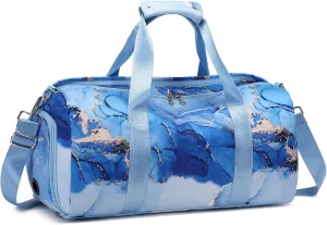 Dance Bag Gymnastics Bag Teens Overnight Duffle Bag with Shoe Compartment Travel Weekender Sleepover Carry On Bag (Gilded Blue)