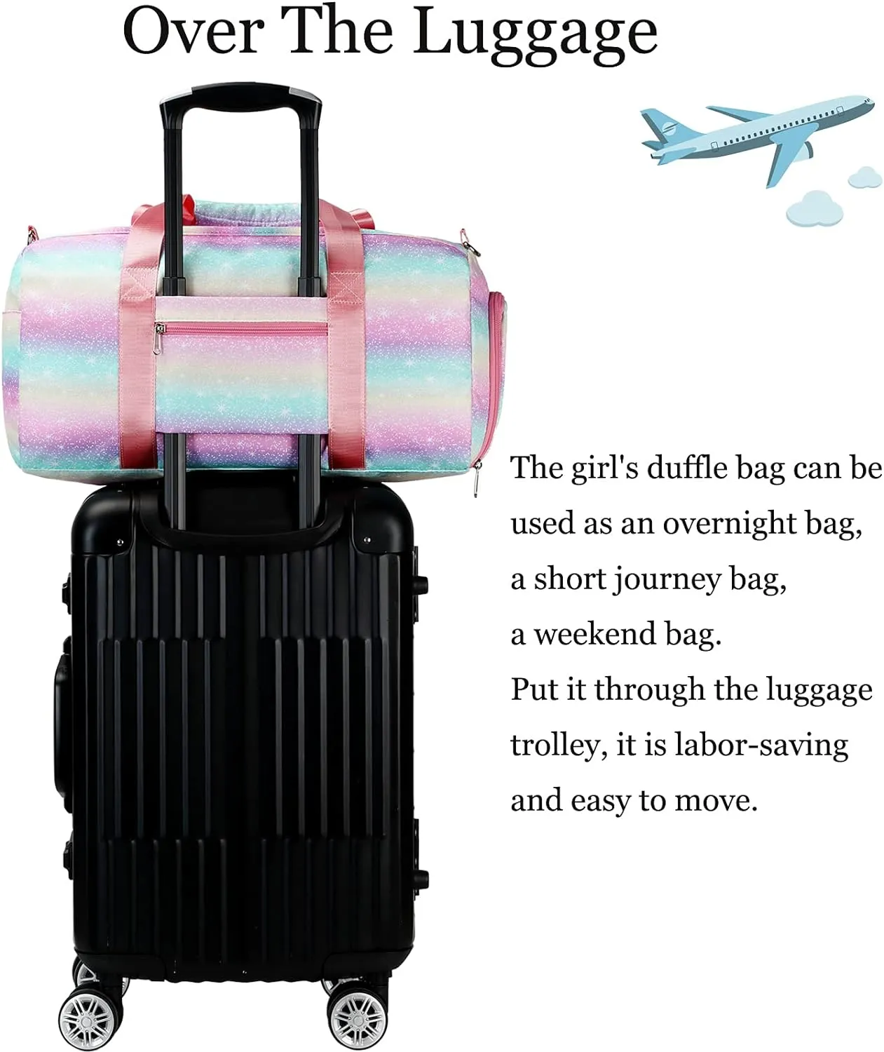 Dance Bag Gymnastics Bag Teens Overnight Duffle Bag with Shoe Compartment Travel Weekender Sleepover Carry On Bag (Gilded Blue)