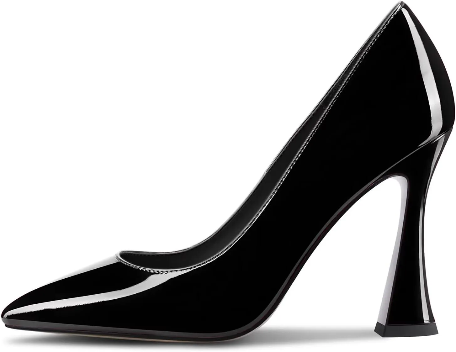 DearOnly Women Chunky Block High Heel Pointed Toe Pumps Slip-on Wedding Dress Basic Classic 3.9 Inches Heels