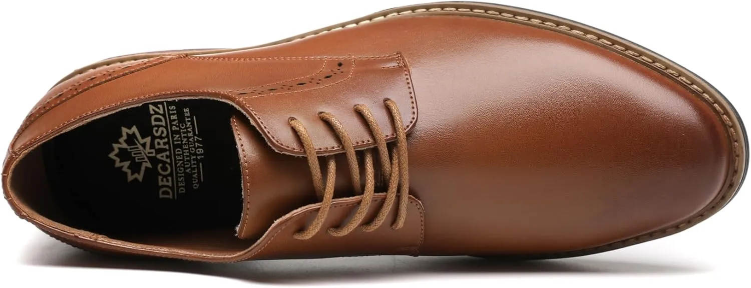 DECARSDZ Mens Classic Oxford Wingtip Modern Formal Lace Up Dress Shoes Wedding Shoe