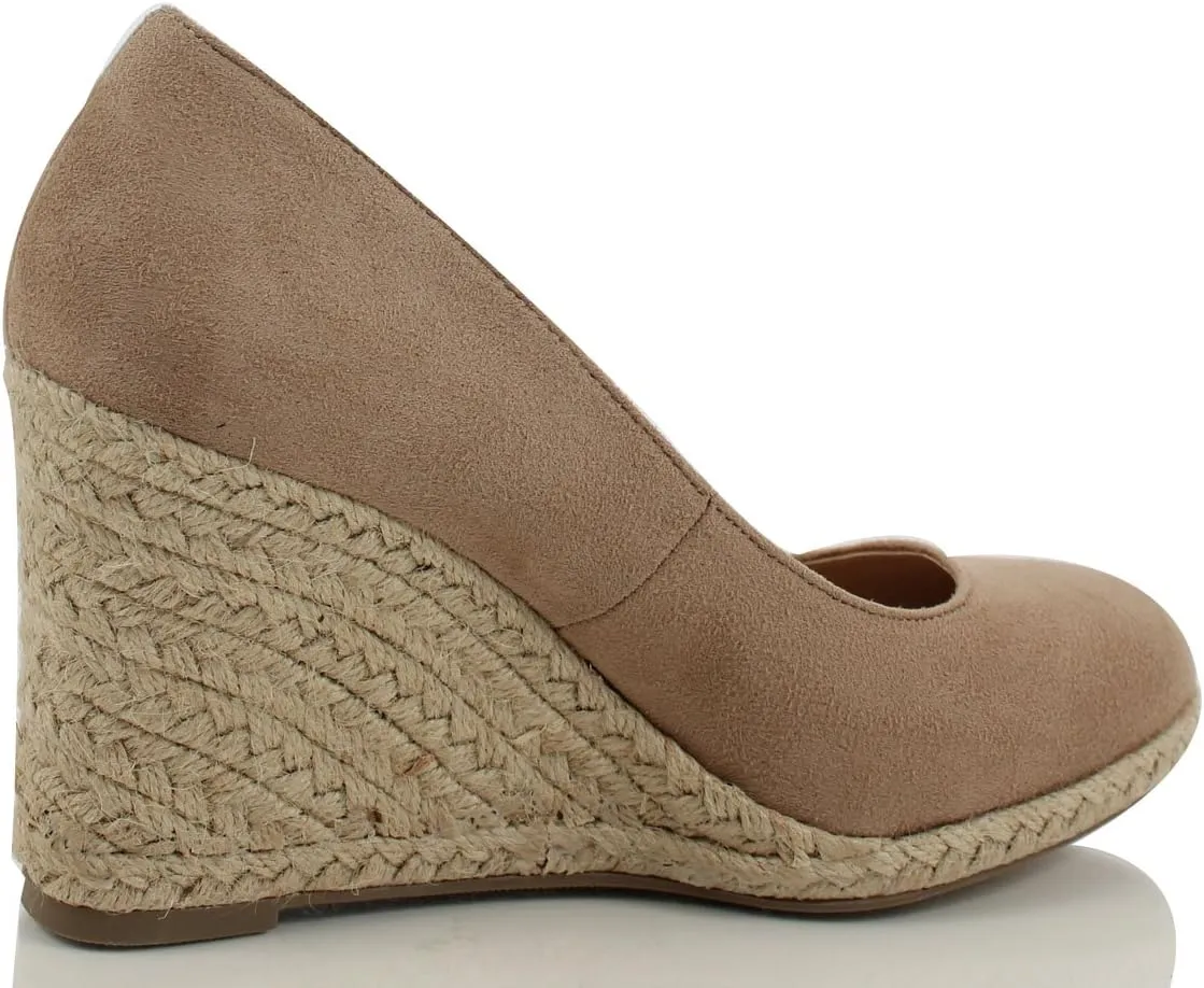 Delicious Womens Parma Round Toe Espadrille Wedge Slip On Sandals