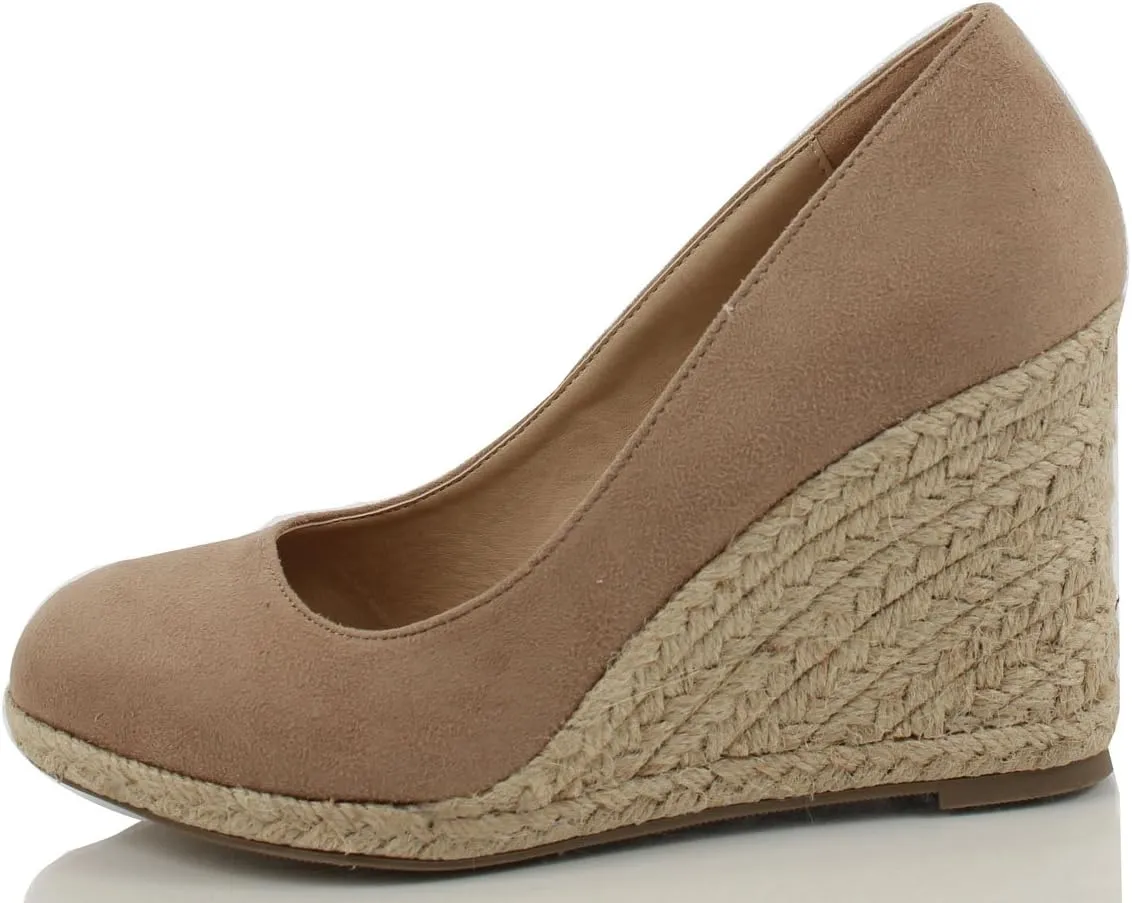 Delicious Womens Parma Round Toe Espadrille Wedge Slip On Sandals