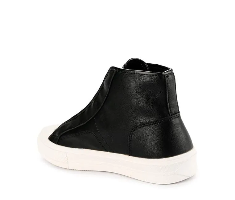 Drawstring Lace Up High Top Sneakers - Black