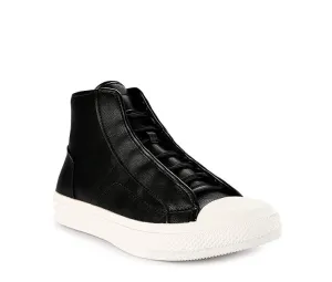 Drawstring Lace Up High Top Sneakers - Black