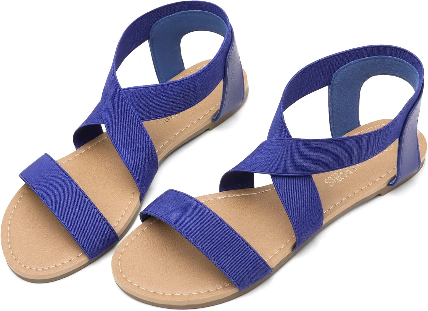 DREAM PAIRS Women's Elastic Ankle Strap Flat Sandals Summer Dressy Shoes Cute Strappy Gladiator Sandals