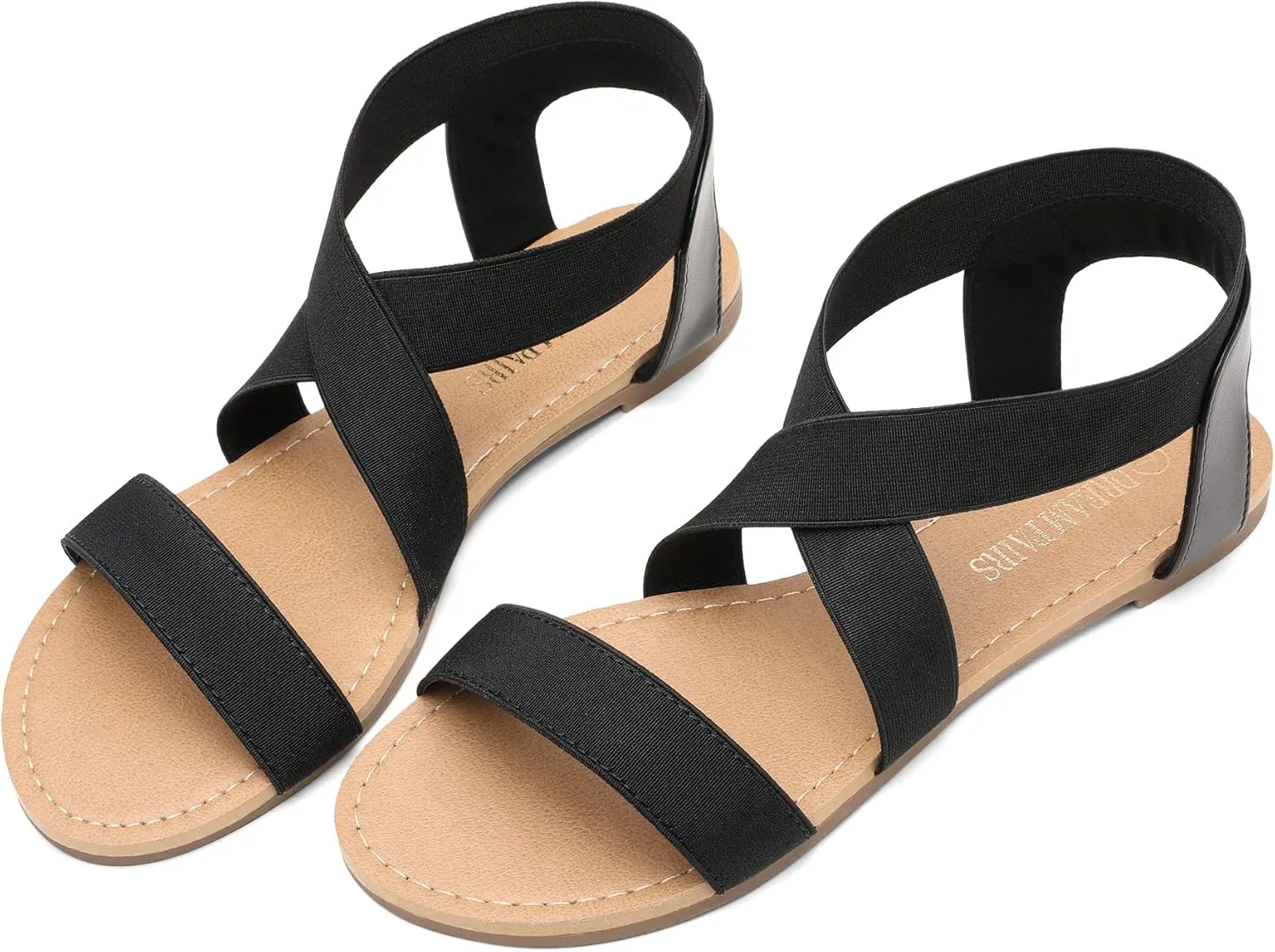 DREAM PAIRS Women's Elastic Ankle Strap Flat Sandals Summer Dressy Shoes Cute Strappy Gladiator Sandals