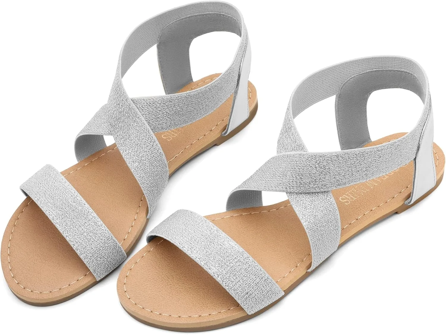 DREAM PAIRS Women's Elastic Ankle Strap Flat Sandals Summer Dressy Shoes Cute Strappy Gladiator Sandals