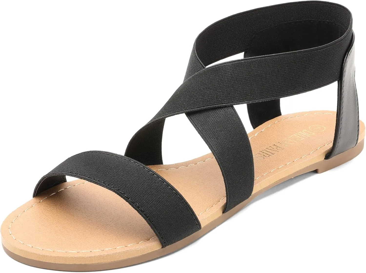 DREAM PAIRS Women's Elastic Ankle Strap Flat Sandals Summer Dressy Shoes Cute Strappy Gladiator Sandals