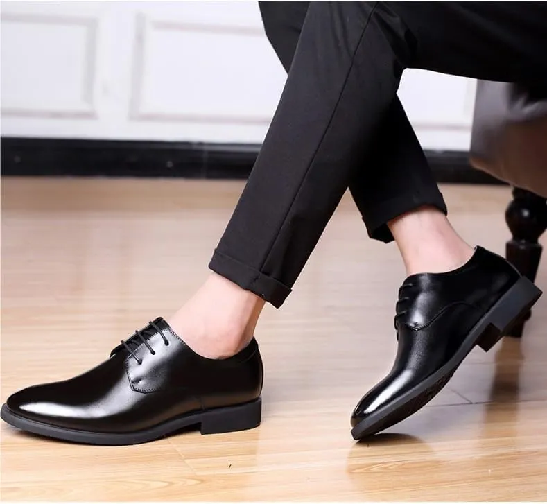 Dress Oxford for Men Lace Up Round Toe Solid Color Vegan Leather Derby Shoes Non Slip Block Heel Low Top Anti-Slip Party