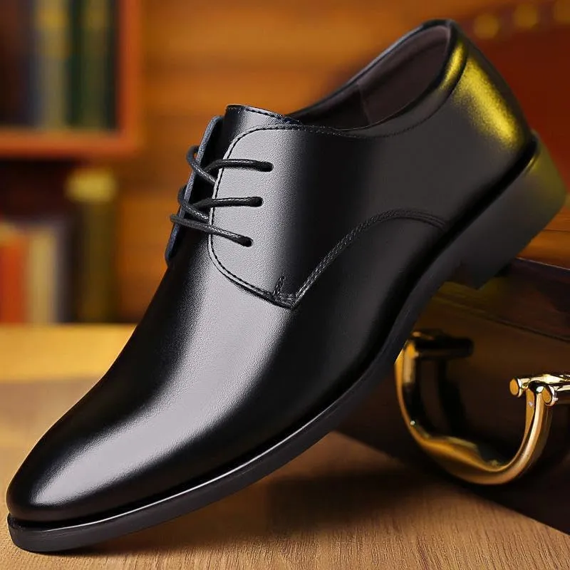 Dress Oxford for Men Lace Up Round Toe Solid Color Vegan Leather Derby Shoes Non Slip Block Heel Low Top Anti-Slip Party
