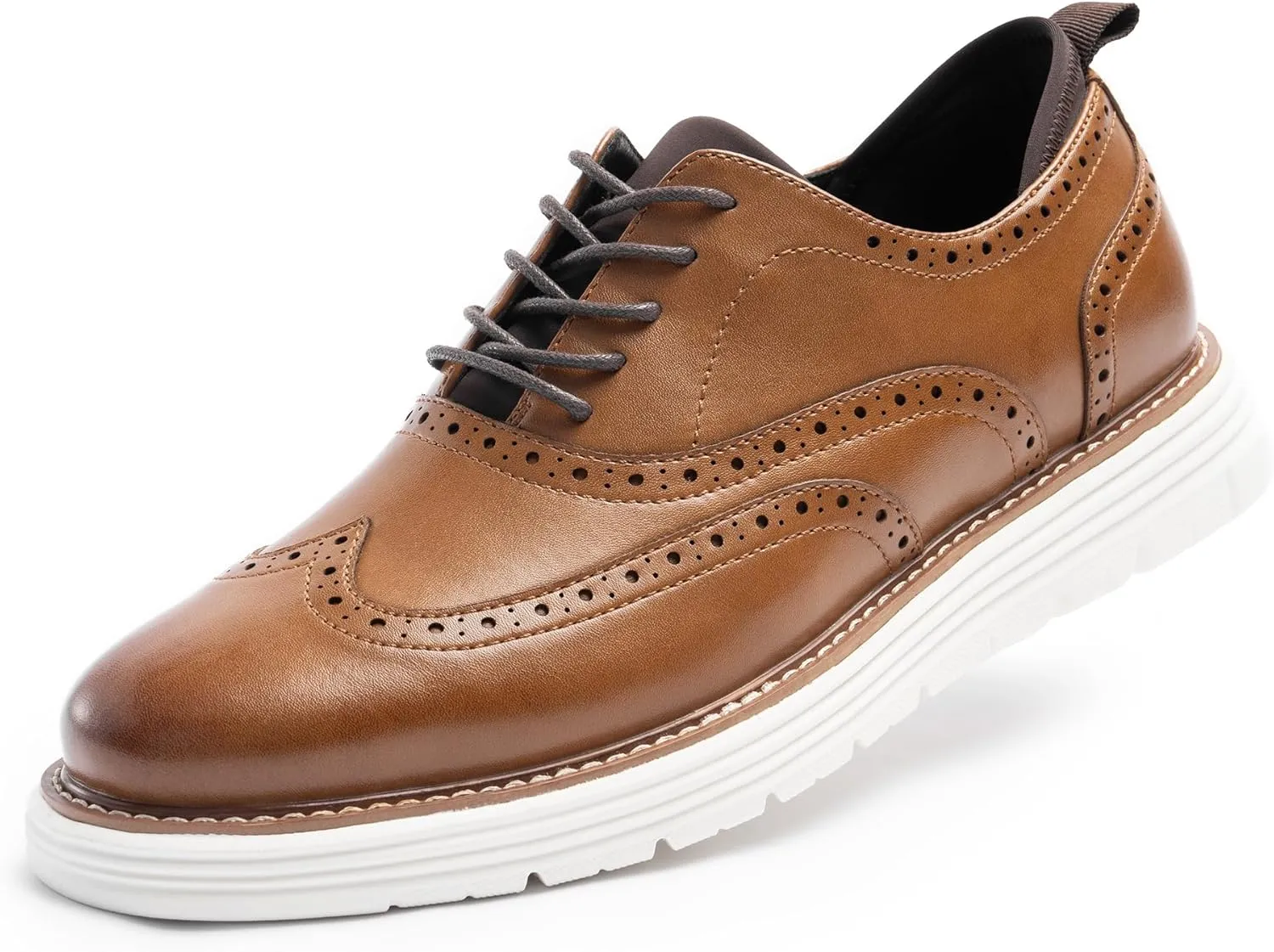 Dress Shoes for Men Sporty Oxfords Dress Sneakers Comfortable Brogue Wingtip Business Casual Shoes, Non Slip Rubber EVA Outsole