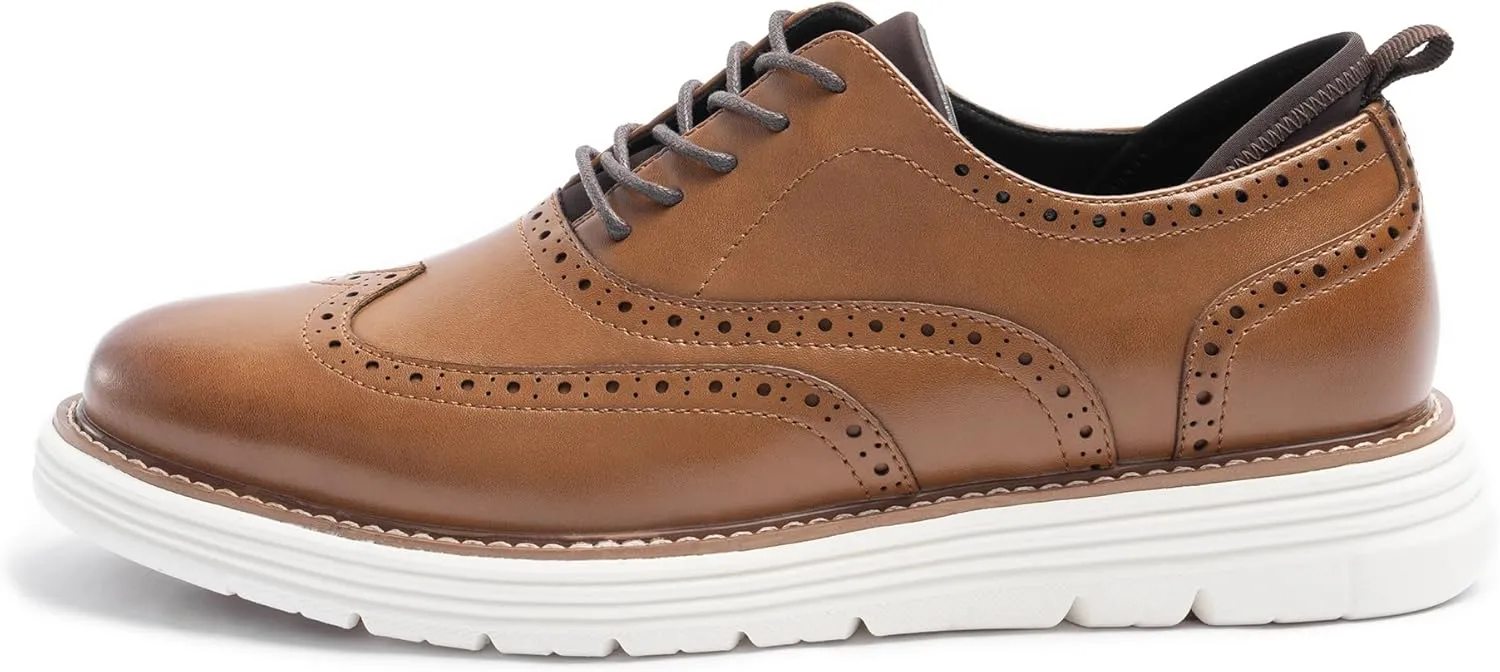 Dress Shoes for Men Sporty Oxfords Dress Sneakers Comfortable Brogue Wingtip Business Casual Shoes, Non Slip Rubber EVA Outsole