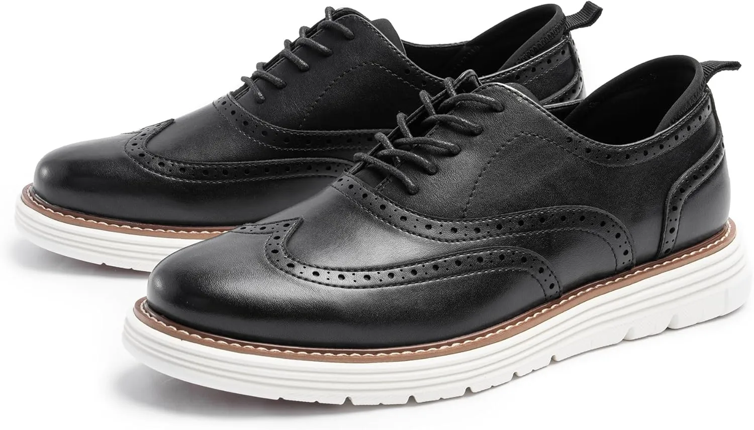Dress Shoes for Men Sporty Oxfords Dress Sneakers Comfortable Brogue Wingtip Business Casual Shoes, Non Slip Rubber EVA Outsole