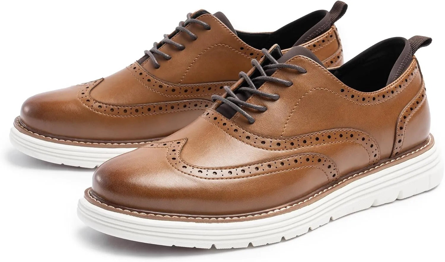 Dress Shoes for Men Sporty Oxfords Dress Sneakers Comfortable Brogue Wingtip Business Casual Shoes, Non Slip Rubber EVA Outsole