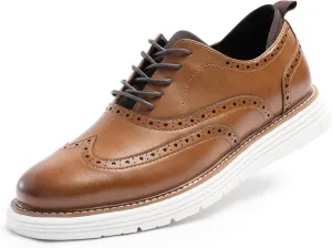 Dress Shoes for Men Sporty Oxfords Dress Sneakers Comfortable Brogue Wingtip Business Casual Shoes, Non Slip Rubber EVA Outsole
