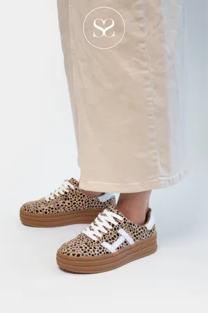 DRILLEYS SIXTY EIGHT CHEETAH PRINT CHUNKY FLATFORM TRAINERS