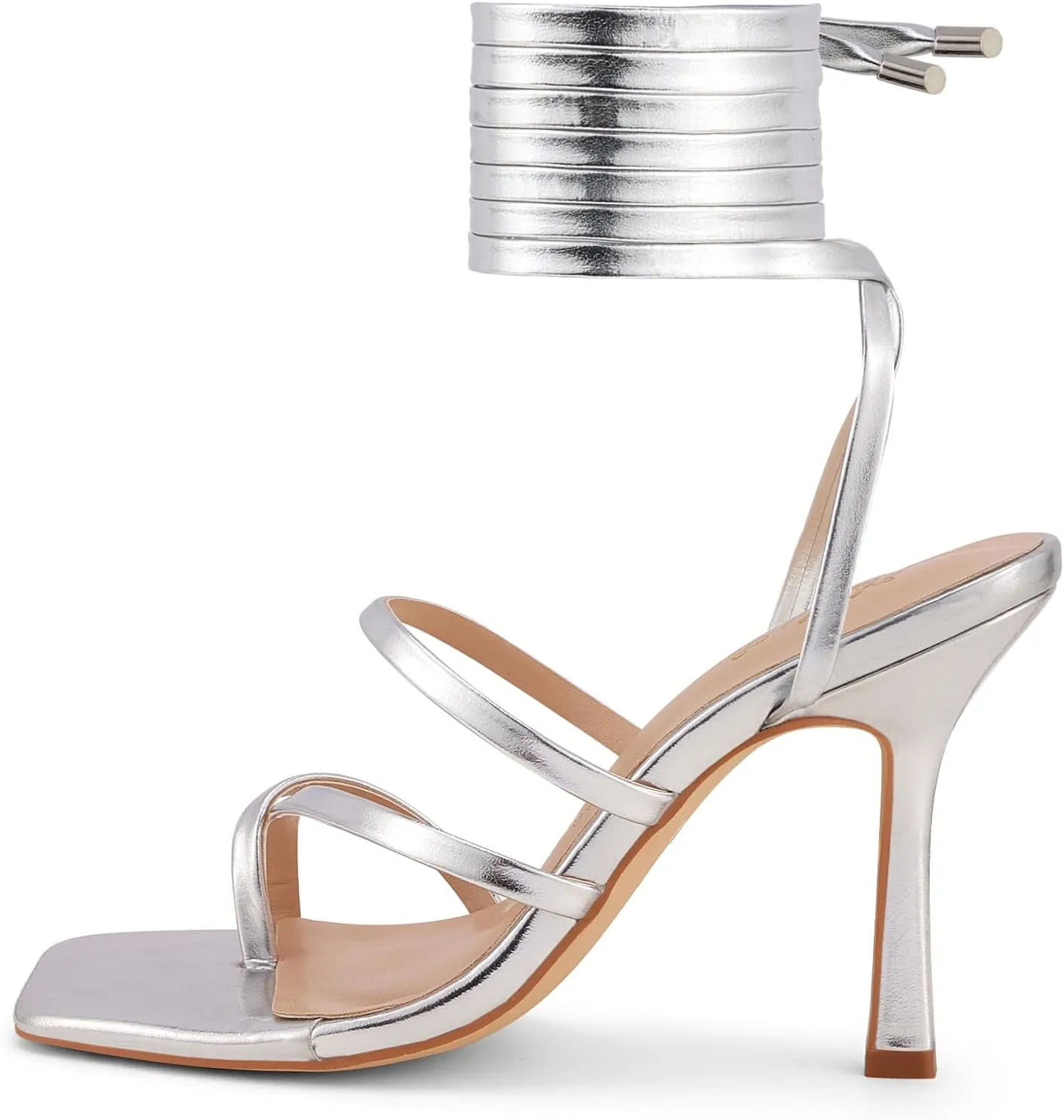 Elisabet Tang Women Sexy Strappy Heeled Sandals,4 inch/10cm Lace Up Square Open Toe Heels Stiletto Thong Sandal Criss-Cross Gladiator High Heel Sandals Shoes