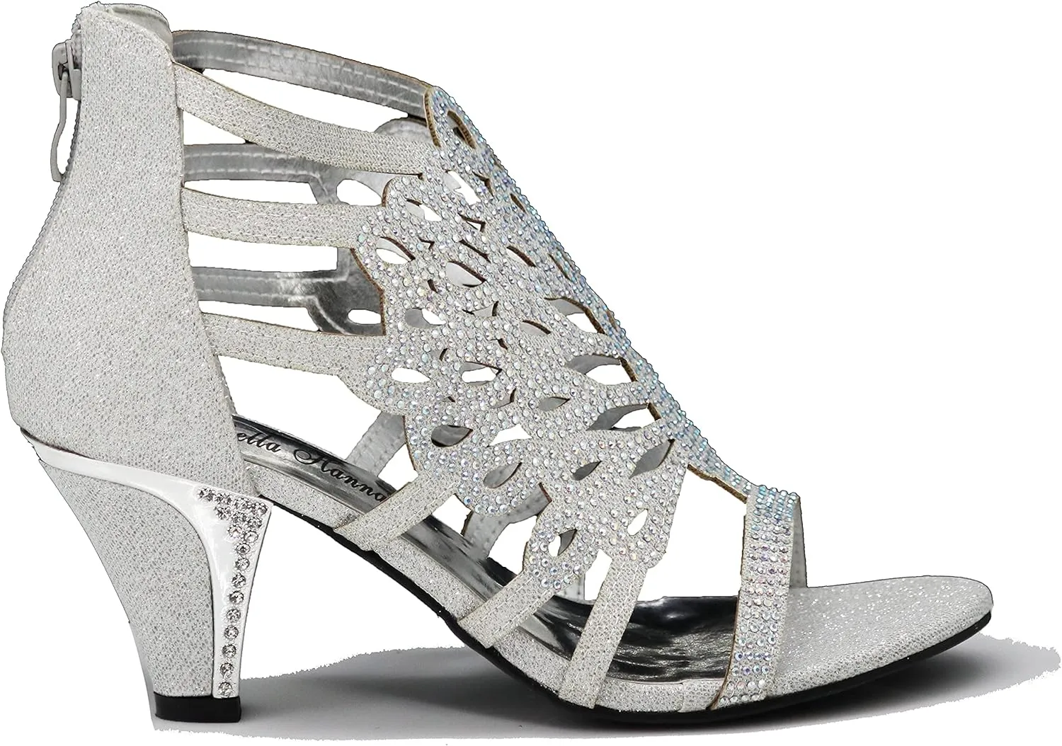 Enzo Romeo Kinmi25N Womens Open Toe Mid Heel Wedding Rhinestone Gladiator Sandal Shoes