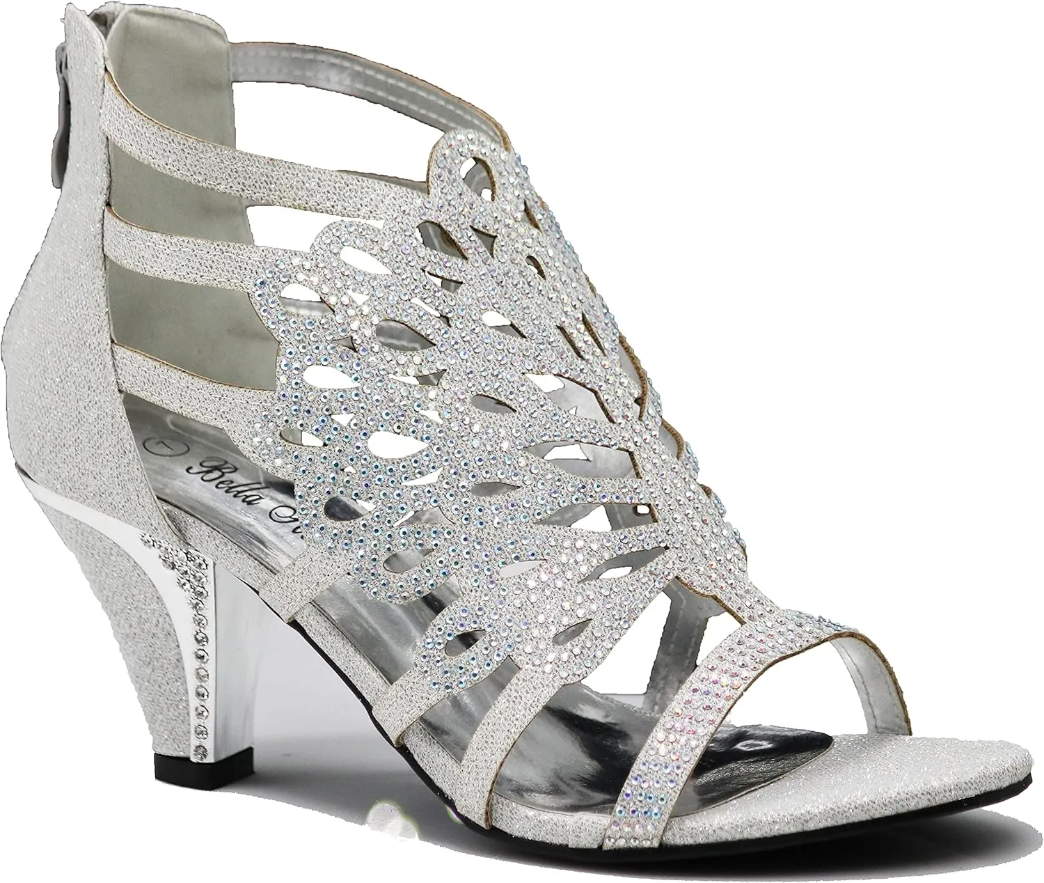 Enzo Romeo Kinmi25N Womens Open Toe Mid Heel Wedding Rhinestone Gladiator Sandal Shoes