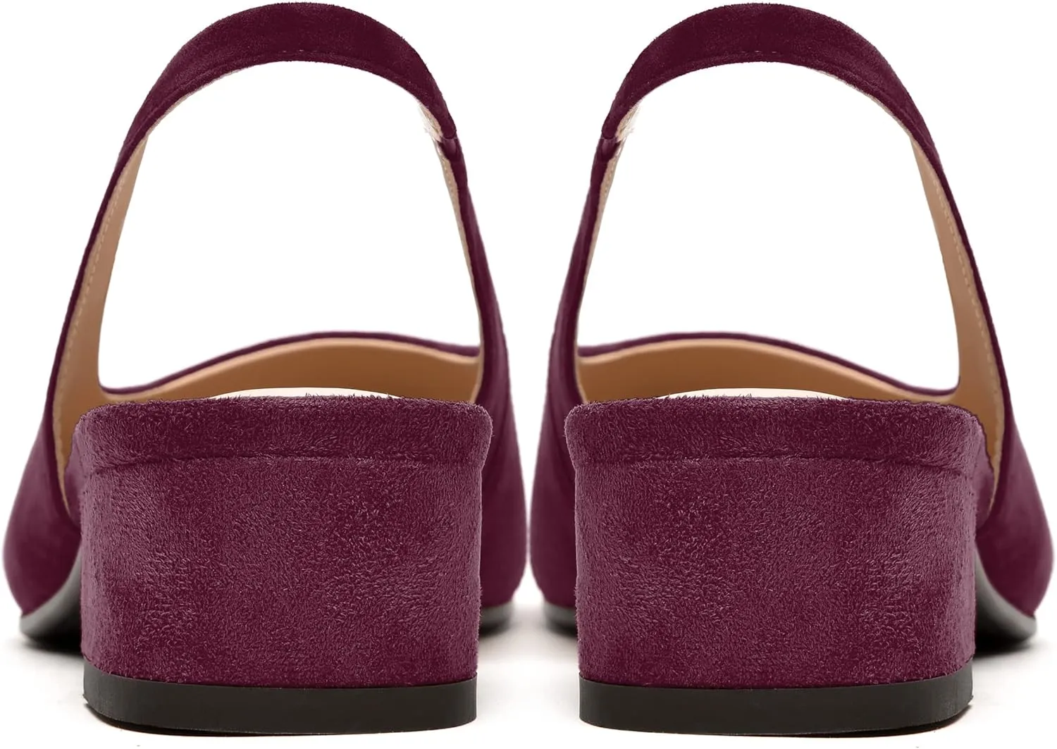 FEMSTEP Womens Dating Sexy Suede Leather Square Toe Slip On Slingback Chunky Low Heel Pumps Shoes 1.5 Inch
