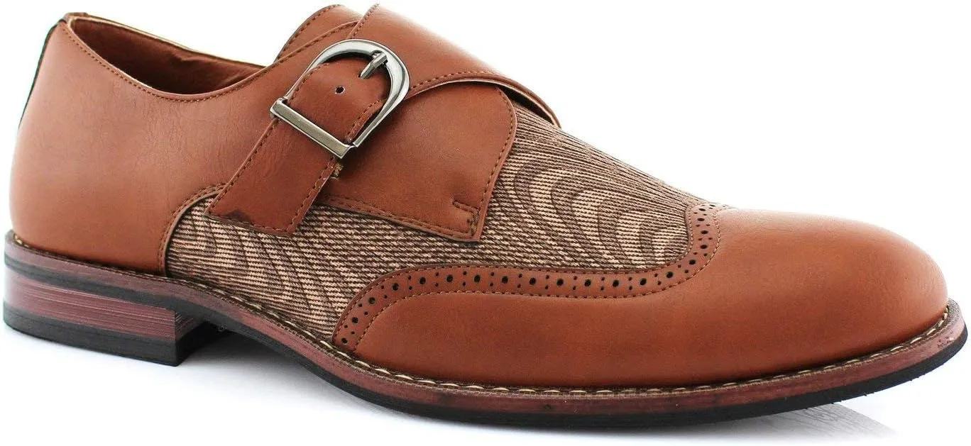 Ferro Aldo Alan M139001G Mens Classic Perforated Duo-Texture Lace-up Wingtip Oxford Dress Shoes