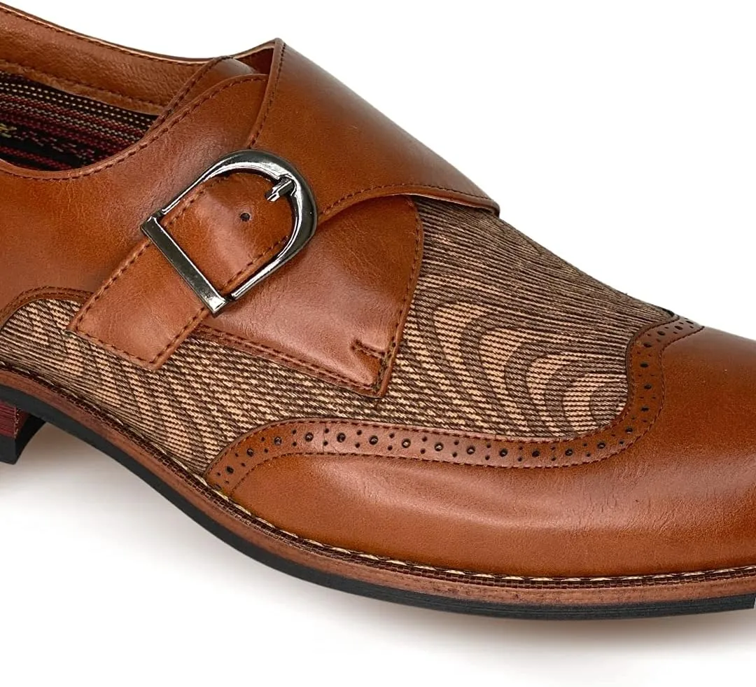 Ferro Aldo Alan M139001G Mens Classic Perforated Duo-Texture Lace-up Wingtip Oxford Dress Shoes