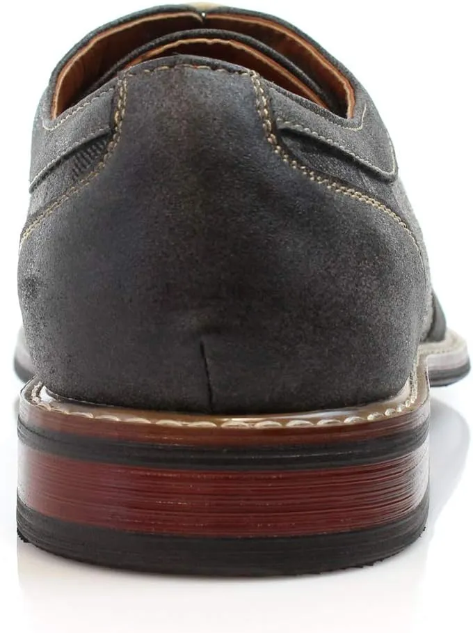 Ferro Aldo Alan M139001G Mens Classic Perforated Duo-Texture Lace-up Wingtip Oxford Dress Shoes