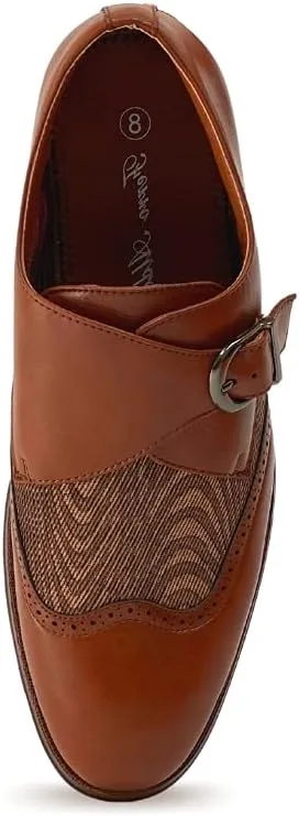 Ferro Aldo Alan M139001G Mens Classic Perforated Duo-Texture Lace-up Wingtip Oxford Dress Shoes