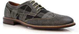 Ferro Aldo Alan M139001G Mens Classic Perforated Duo-Texture Lace-up Wingtip Oxford Dress Shoes