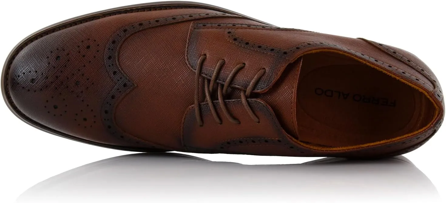 Ferro Aldo Arthur MFA139001D Mens Wingtip Two Tone Oxford Black and White Spectator Dress Shoes