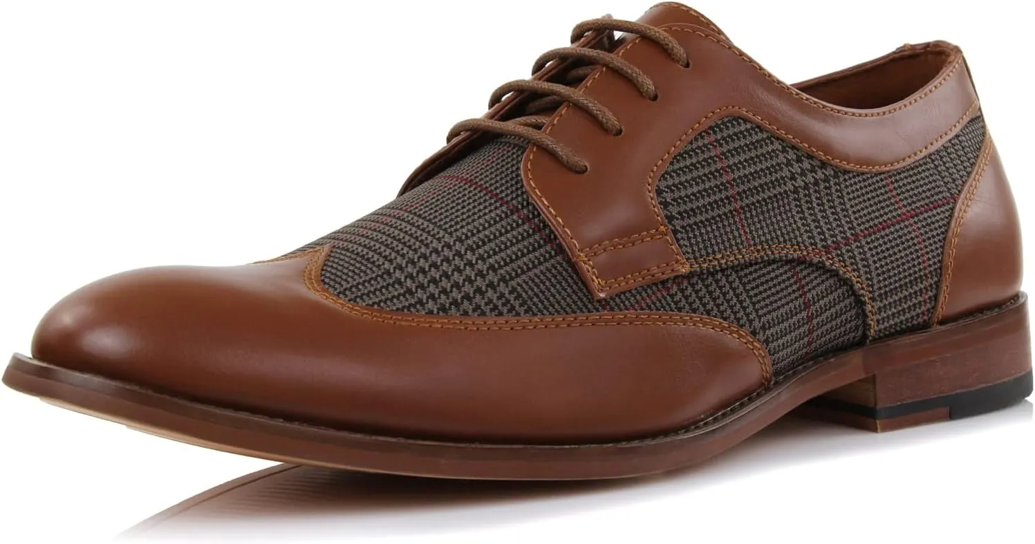 Ferro Aldo Arthur MFA139001D Mens Wingtip Two Tone Oxford Black and White Spectator Dress Shoes