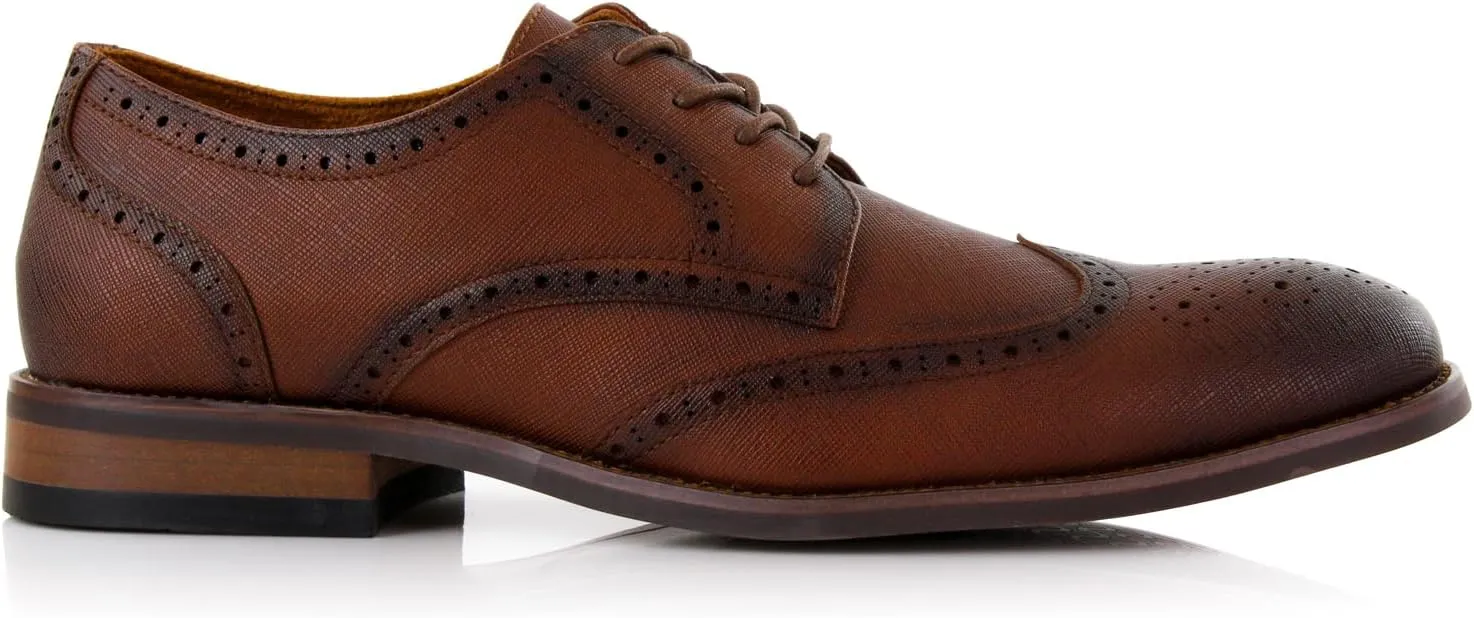 Ferro Aldo Arthur MFA139001D Mens Wingtip Two Tone Oxford Black and White Spectator Dress Shoes