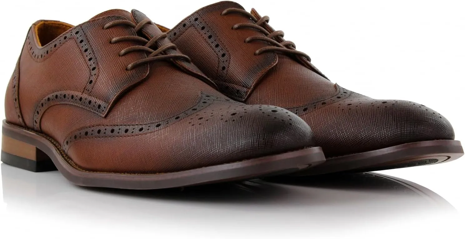 Ferro Aldo Arthur MFA139001D Mens Wingtip Two Tone Oxford Black and White Spectator Dress Shoes