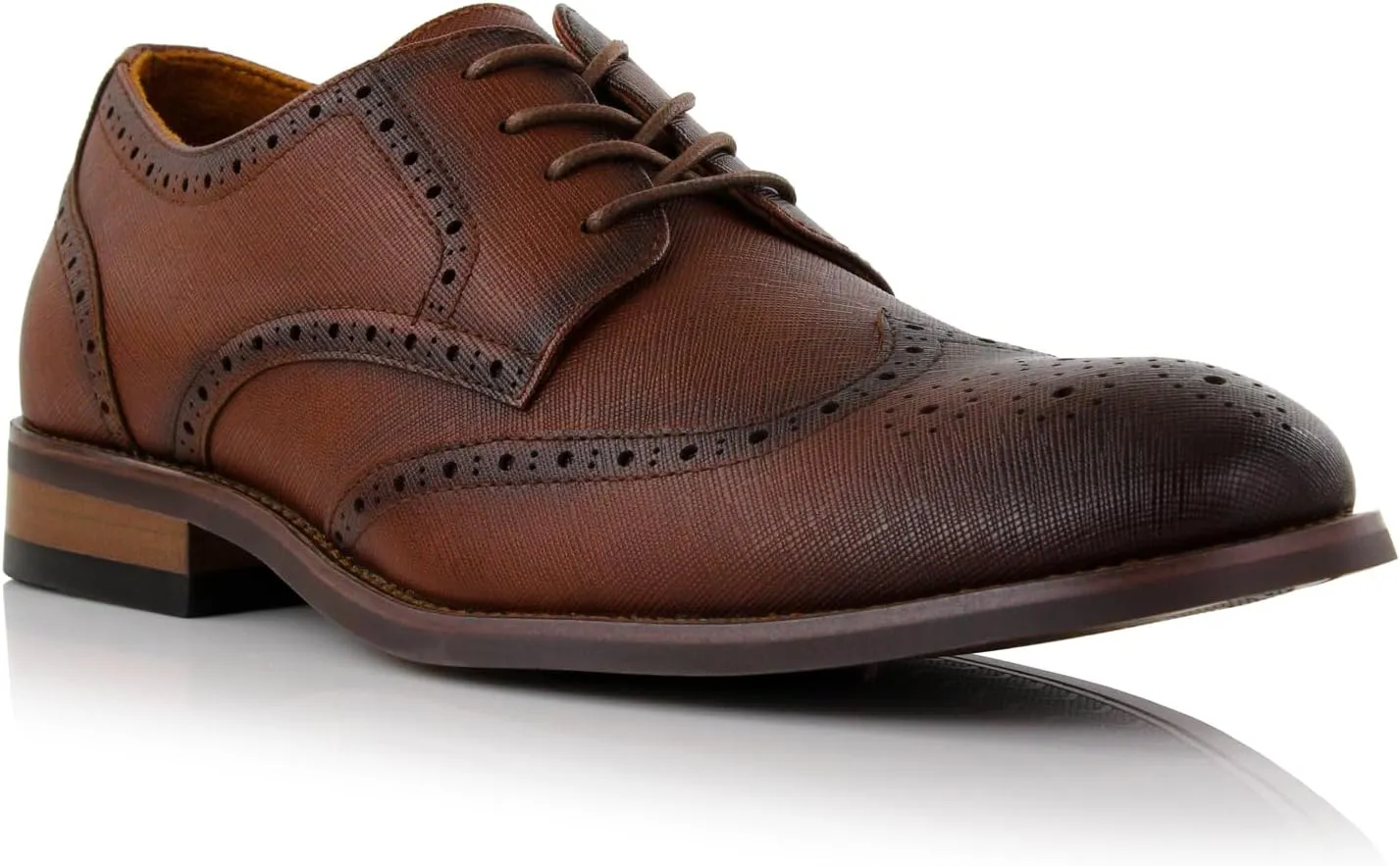 Ferro Aldo Arthur MFA139001D Mens Wingtip Two Tone Oxford Black and White Spectator Dress Shoes